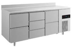 A&S Kühltisch -2 bis +8°C 1865x700x850mm mit 2x zwei Schubladen und 1x drei Schubladen u. Aufkantung (3ZDZA)