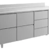 A&S Kühltisch -2 bis +8°C 1865x700x850mm mit 2x zwei Schubladen und 1x drei Schubladen u. Aufkantung (3ZZDA)