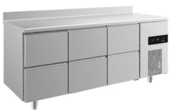 A&S Kühltisch -2 bis +8°C 1865x700x850mm mit 3x zwei Schubladen u. Aufkantung (3ZZZA)