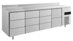 A&S Kühltisch -2 bis +8°C 2330x700x850mm mit 1x zwei Schubladen und 3x drei Schubladen u. Aufkantung (4DDDZA)