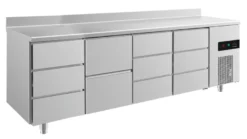 A&S Kühltisch -2 bis +8°C 2330x700x850mm mit 1x zwei Schubladen und 3x drei Schubladen u. Aufkantung (4DZDDA)