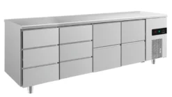 A&S Kühltisch -2 bis +8°C 2330x700x850mm mit 2x zwei Schubladen und 2x drei Schubladen (4DDZZ)