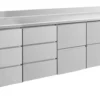 A&S Kühltisch -2 bis +8°C 2330x700x850mm mit 2x zwei Schubladen und 2x drei Schubladen u. Aufkantung (4DDZZA)