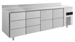 A&S Kühltisch -2 bis +8°C 2330x700x850mm mit 2x zwei Schubladen und 2x drei Schubladen u. Aufkantung (4DDZZA)