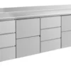 A&S Kühltisch -2 bis +8°C 2330x700x850mm mit 2x zwei Schubladen und 2x drei Schubladen u. Aufkantung (4DZDZA)