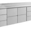 A&S Kühltisch -2 bis +8°C 2330x700x850mm mit 2x zwei Schubladen und 2x drei Schubladen u. Aufkantung (4DZZDA)