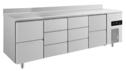 A&S Kühltisch -2 bis +8°C 2330x700x850mm mit 2x zwei Schubladen und 2x drei Schubladen u. Aufkantung (4ZDDZA)