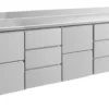 A&S Kühltisch -2 bis +8°C 2330x700x850mm mit 2x zwei Schubladen und 2x drei Schubladen u. Aufkantung (4ZDZDA)
