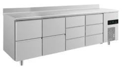 A&S Kühltisch -2 bis +8°C 2330x700x850mm mit 2x zwei Schubladen und 2x drei Schubladen u. Aufkantung (4ZZDDA)