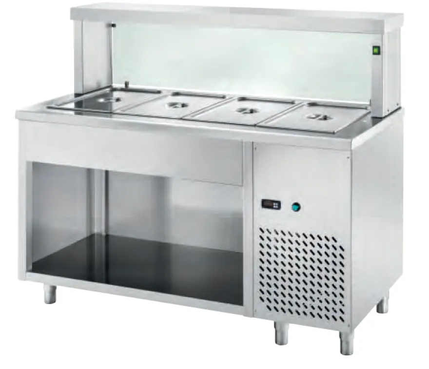Ausgaben Kühltisch PROFI offen mit eckigem Glasaufsatz 900x700x1300