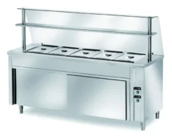 Ausgabe Warmhaltetisch PROFI belüftet mit Schiebetüren 2000x700x890 - 5x GN 1/1