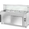 Ausgabe Warmhaltetisch PROFI belüftet mit Schiebetüren und eckigem Glasaufsatz 2000x700x1300 - 5GN1/1