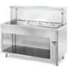 Ausgabe Warmhaltetisch PROFI neutral offen mit eckigem Glasaufsatz 1500x700x1300