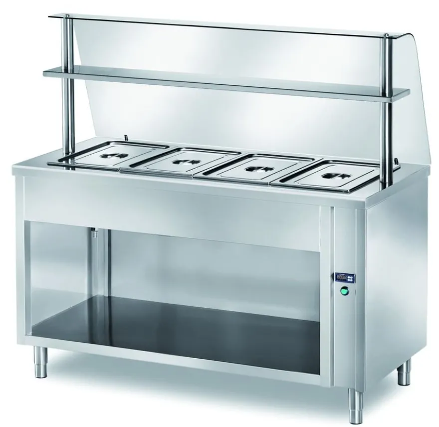Ausgabe Warmhaltetisch PROFI offen mit Glasaufsatz 1200x700x1400 - 3x GN 1/1