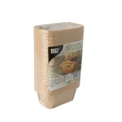 50 Backformen "pure" eckig 167 ml 4 cm x 6,5 cm x 11 cm braun