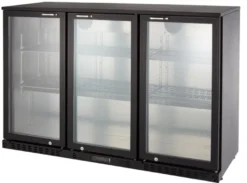 Barkühlschrank ECO 350 mit Klapptüren schwarz, LED Beleuchtung, unterbaubar