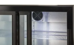 Barkühlschrank ECO 350 mit Schiebetüren schwarz, LED Beleuchtung, unterbaubar