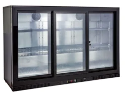 Barkühlschrank ECO 350 mit Schiebetüren schwarz, LED Beleuchtung, unterbaubar