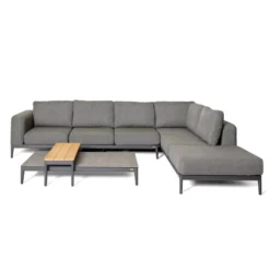 barths Athene – Lounge-Set mit zwei Beistelltischen Anthrazit – Teakholz