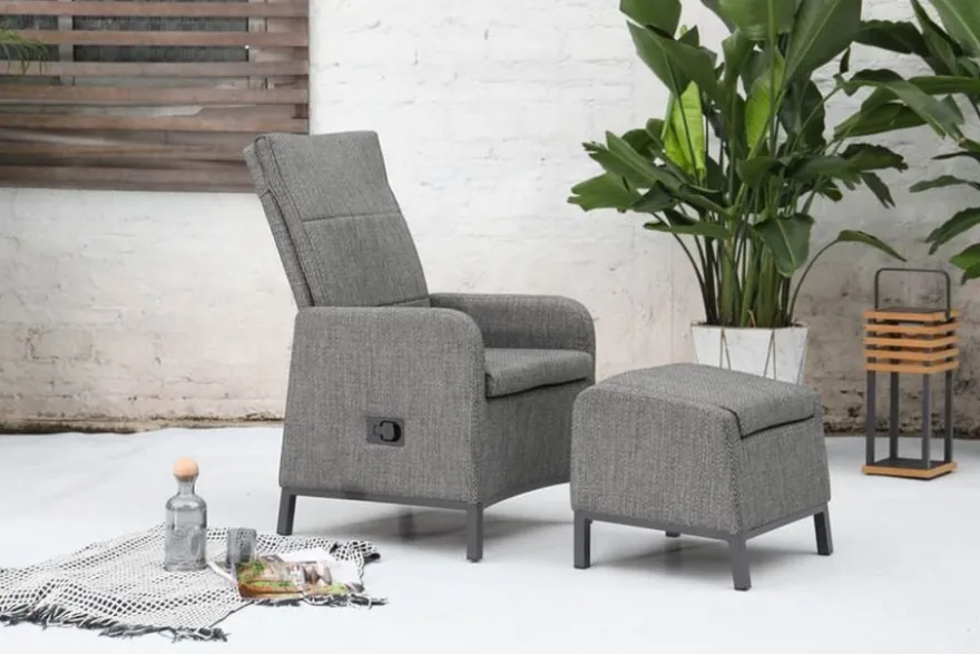 barths Riga – Relaxsessel mit Fußhocker Anthrazit