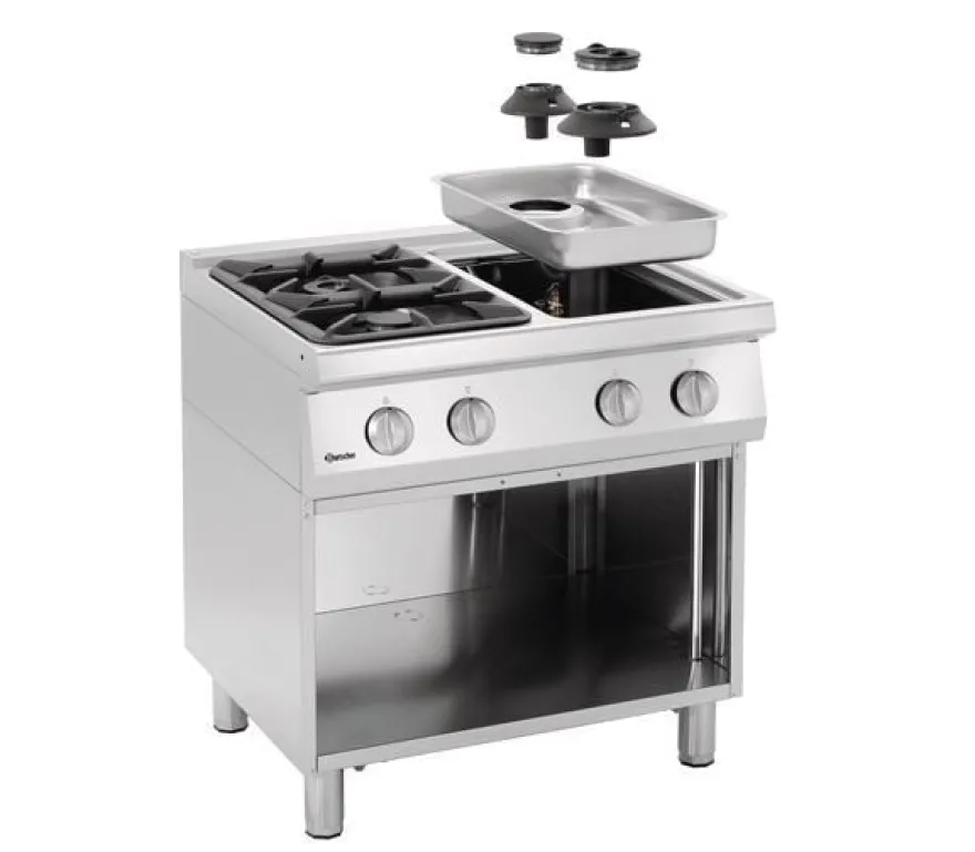 Bartscher Gasherd Serie 700 Classic mit offenem Unterbau, 4 Flammen - Standgerät