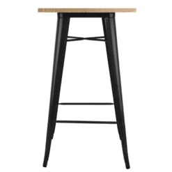 Bolero Bistro Bartisch mit Holzplatte schwarz