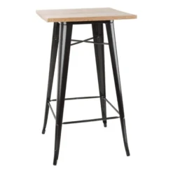 Bolero Bistro Bartisch mit Holzplatte schwarz