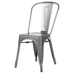 Bolero Bistro Stahl Beistellstühle Gun Metal Grau (4 Stück)