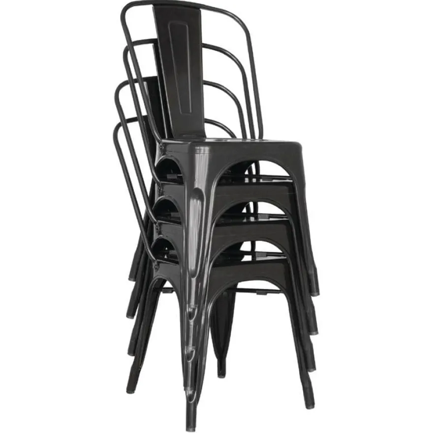 Bolero Bistro Stahl Beistellstühle Schwarz (4 Stück)