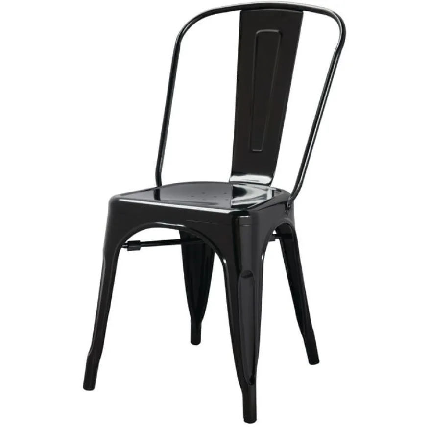 Bolero Bistro Stahl Beistellstühle Schwarz (4 Stück)