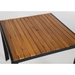 Bolero quadratischer Stahl- und Akazienholztisch 80cm
