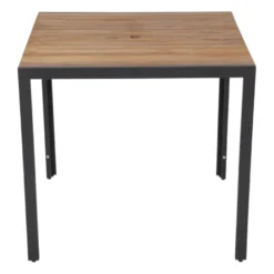 Bolero quadratischer Stahl- und Akazienholztisch 80cm
