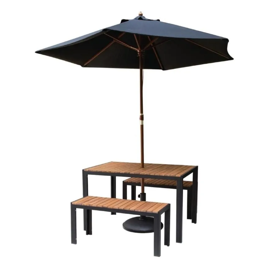 Bolero rechteckiger Stahl- und Akazienholztisch 1200x800 mm