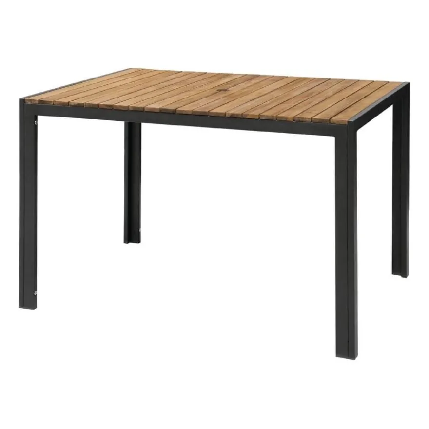 Bolero rechteckiger Stahl- und Akazienholztisch 1200x800 mm