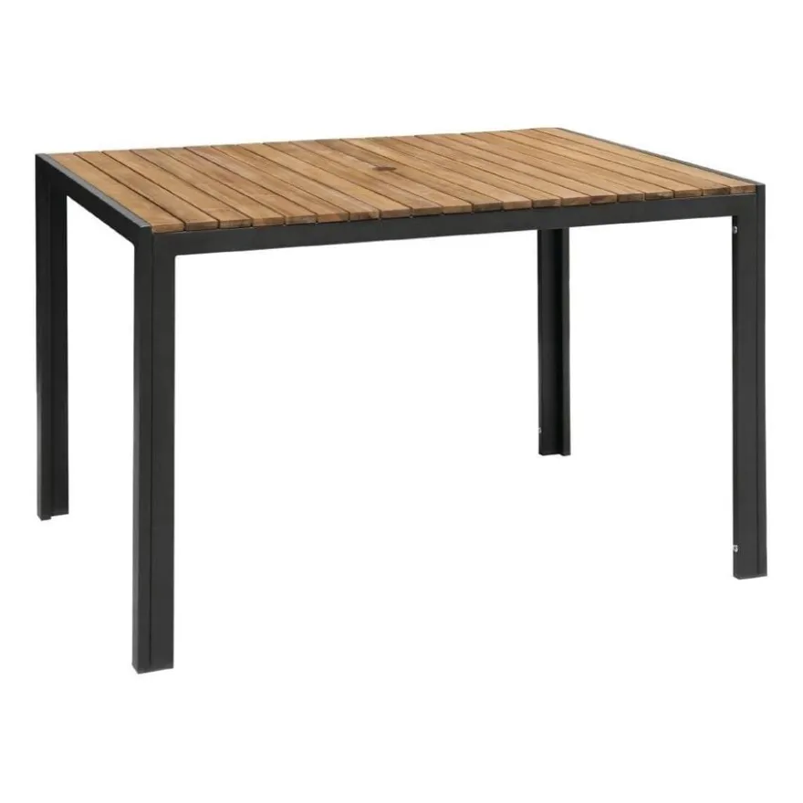 Bolero rechteckiger Stahl- und Akazienholztisch 1200x800 mm