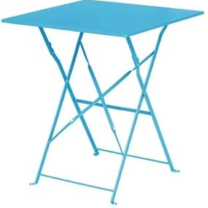 Bolero Terrassentisch 600x600 mm, Stahl azurblau, klappbar