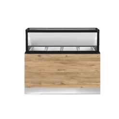 CLASSIC LINE Bain-Marie 4x 1/1GN, 150x88x134cm, schwarzer Granit, LED Beleuchtung