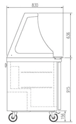 Coreco Saladette US Range 1200 - 2/0 mit Glasaufsatz