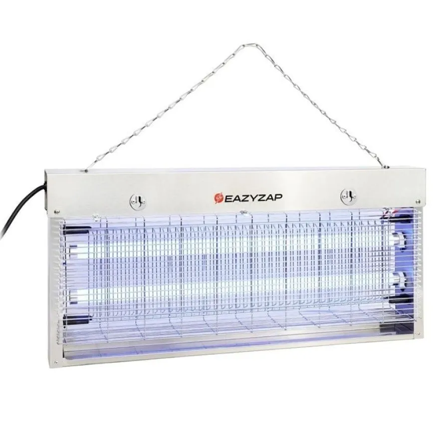 Eazyzap LED Insektenvernichter 150m² 20W, gebürsteter Edelstahl, energieeffizient