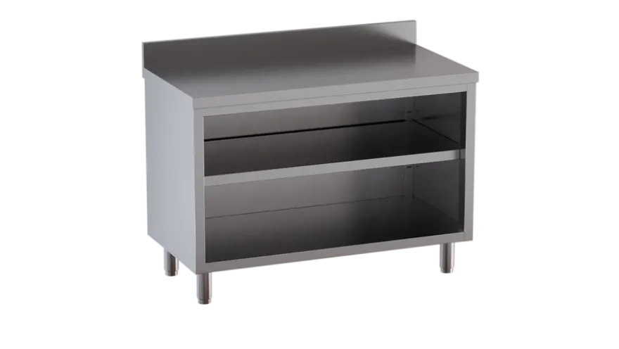 Edelstahl-Arbeitsschrank ECO 18x7 offen mit Aufkantung