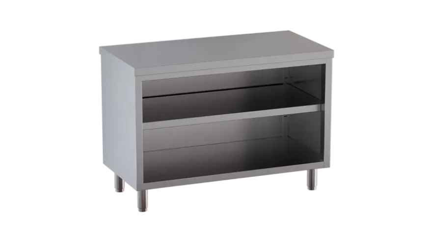 Edelstahl-Arbeitsschrank ECO 18x7 offen ohne Aufkantung