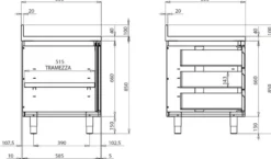 Edelstahl-Arbeitsschrank ECO mit Schiebetür und 3 Schubladen 20x6