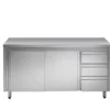 Edelstahl-Arbeitsschrank ECO mit Flügeltür und 3 Schubladen 14x7