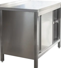 Edelstahl Arbeitsschrank Profi mit Schiebetüren und Aufkantung - 1000 x 600 mm