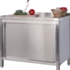 Edelstahl Arbeitsschrank Profi mit Schiebetüren und Aufkantung -1600 x 600 mm
