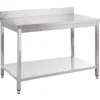 Edelstahl Arbeitstisch Basic 14x6 mit Grundboden und Aufkantung, zur Selbstmontage
