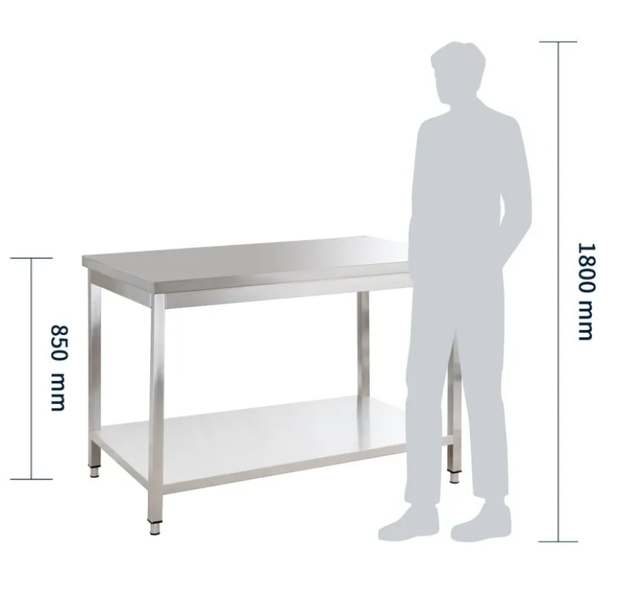 Edelstahl Arbeitstisch Basic 12x6 mit Grundboden, zur Selbstmontage