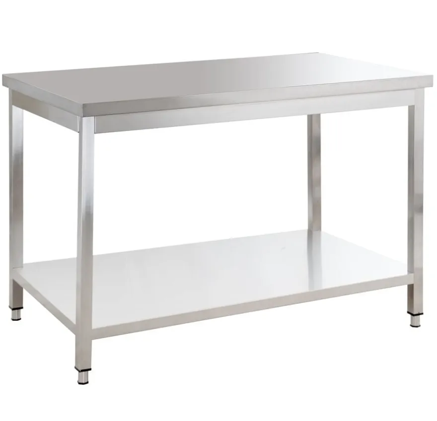 Edelstahl Arbeitstisch Basic 12x6 mit Grundboden, zur Selbstmontage