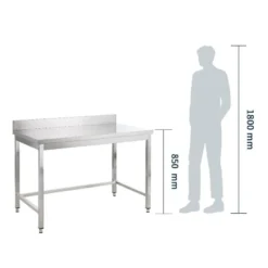 Edelstahl Arbeitstisch Basic 12x6 mit Aufkantung