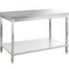 Edelstahl Arbeitstisch Basic 15x7 mit Grundboden